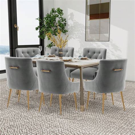 SEYNAR Modern Dining Chairs Set of 6, Velvet Accent Chair。